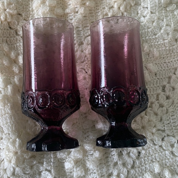 Vintage Other - Vintage large glass purple goblets set of two